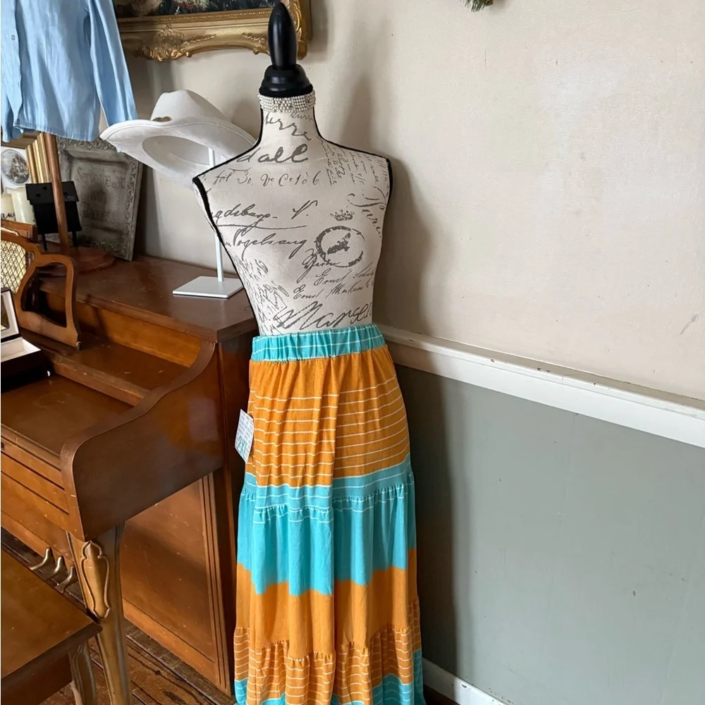 LuLaRoe Poppy Maxi Skirt - Blue and Orange NWT - Picture 5 of 10